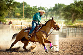 Cowboy Barrel Racing At The Rodeo - Fast and Furious To Beat Out The Competition
