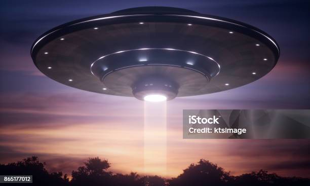 Spacecraft Alien Tractor Beam Stock Photo - Download Image Now - UFO, Alien, Kidnapping