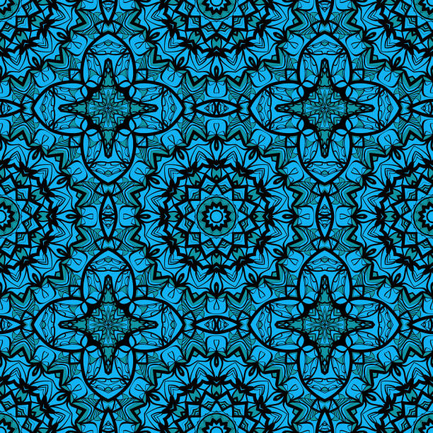 istock Oriental design with seamless Mandala illustration. Design for background, invitation card, etc. vector illustration. blue color 865177258