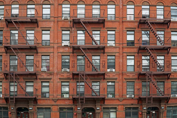 New York City,  old,apartment building with external fire escape