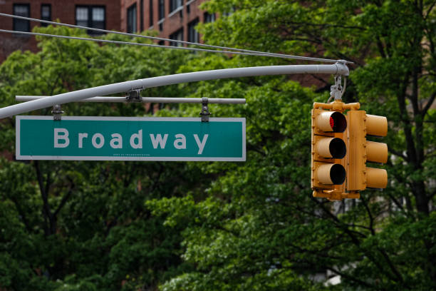 istock Road information of Broadway with signals 865183138