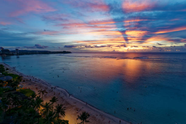 istock Beautiful Sunset at Tumon beach, Guam island 865186918