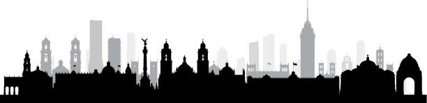 ilustraciones, imágenes clip art, dibujos animados e iconos de stock de ciudad de méxico (todos los edificios son completa y móvil) - moveable