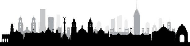 Mexico City (All Buildings Are Complete and Moveable) Mexico City. All buildings are complete and moveable. mexico city stock illustrations