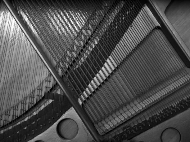 istock Old piano close up details in black and white 865200506