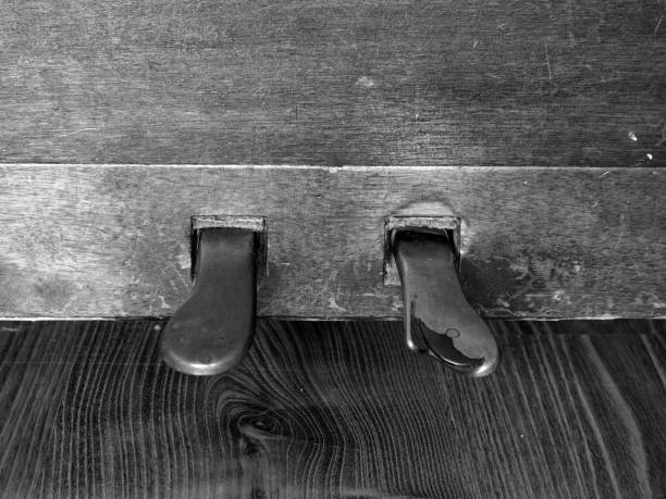 istock Old piano close up details in black and white 865200510