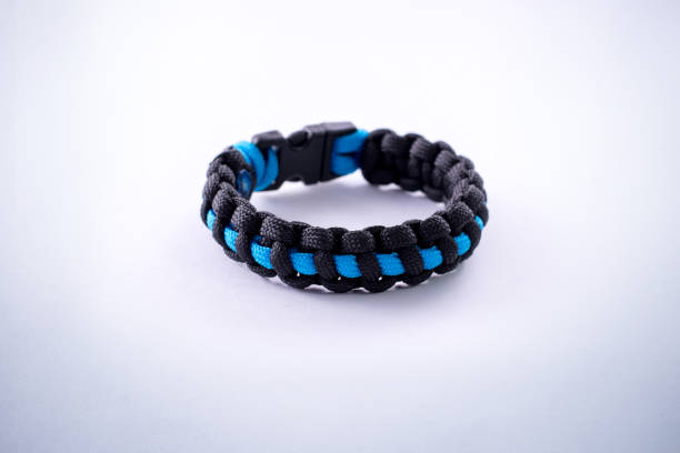 istock Bracelet paracord blue with black 865205710