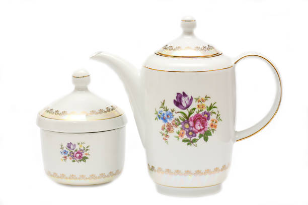 istock Cups and saucers, tea set on white background 865206212
