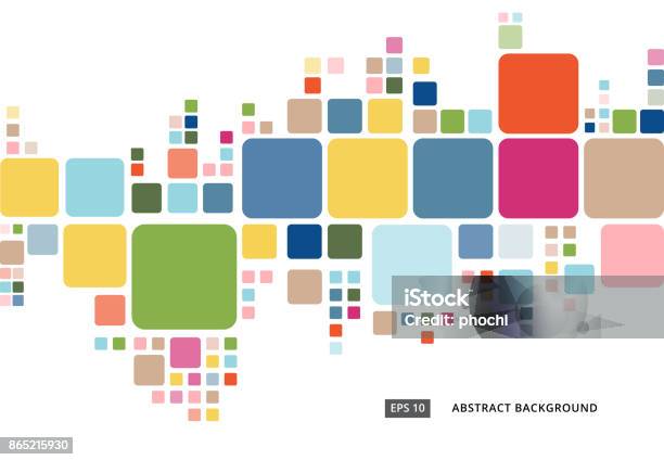 Ilustración de Patrón Abstracto Colorido Frontera Cuadrados Geométricos Sobre Fondo Blanco y más Vectores Libres de Derechos de Cuadrado - Composición