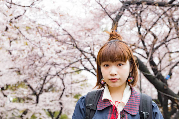 istock cherry blossom woman holding an umbrella 865226292