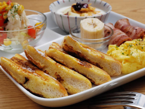 A brunch setting of delicious french toast