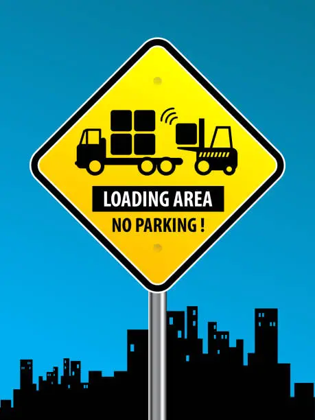 Vector illustration of Loading area - no parking!