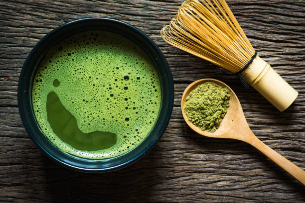 té matcha verde - té matcha fotografías e imágenes de stock