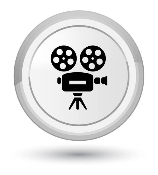 視頻攝像機圖示素白色圓形按鈕 - prime video 幅插畫檔、美工圖案、卡通及圖標
