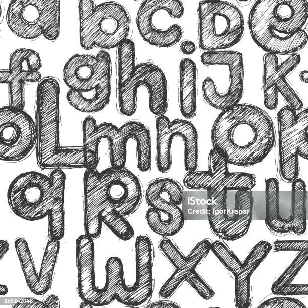 Static Letters Drawing Hand Drawing Graphic Sketch Style Alphabet Letters Pencil Strokes ...