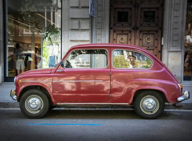 Old Fiat 600 city car produced by the Italian manufacturer FIAT from 1955 to 1969