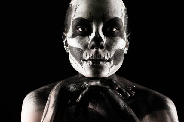 istock Pretty girl with skeleton tattoo 865257290