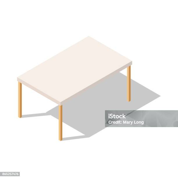 White Rectangular Table In Isometric View Stock Illustration - Download ...