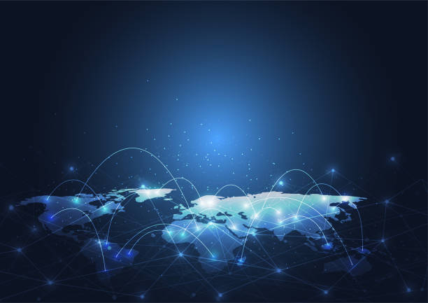 istock Global network connection. World map point and line composition concept of global business. Vector Illustration 865257914