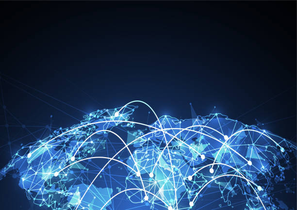 istock Global network connection. World map point and line composition concept of global business. Vector Illustration 865264078