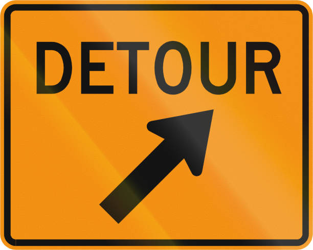istock Road sign used in the US state of Virginia - Detour direction 865264198
