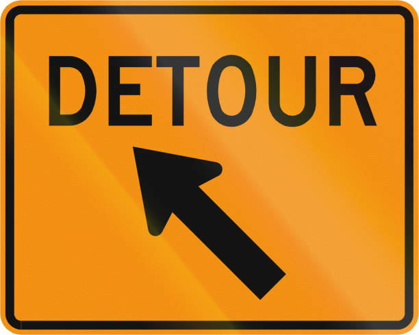 istock Road sign used in the US state of Virginia - Detour direction 865264704