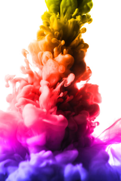 istock Acrylic colors and ink in water. Abstract frame background. Isolated on white 865269340
