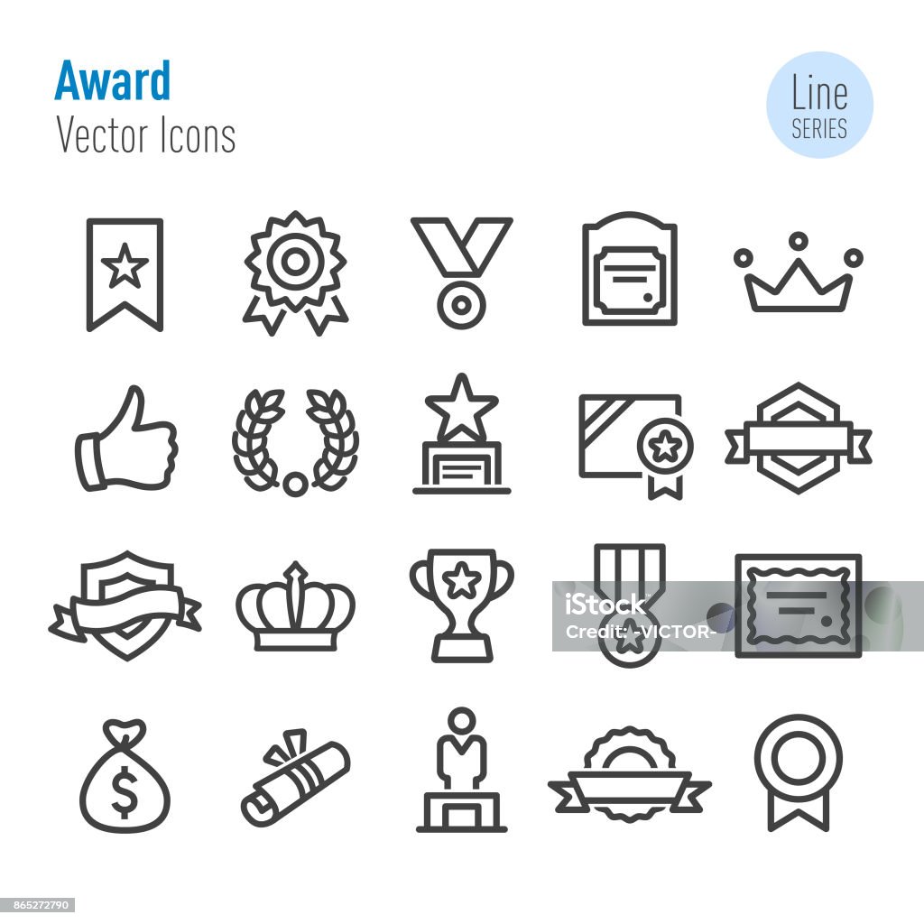 Award Icons - Vector Line Series Award, Honor, Success, Winning, Bonus, achievement Icon Symbol stock vector