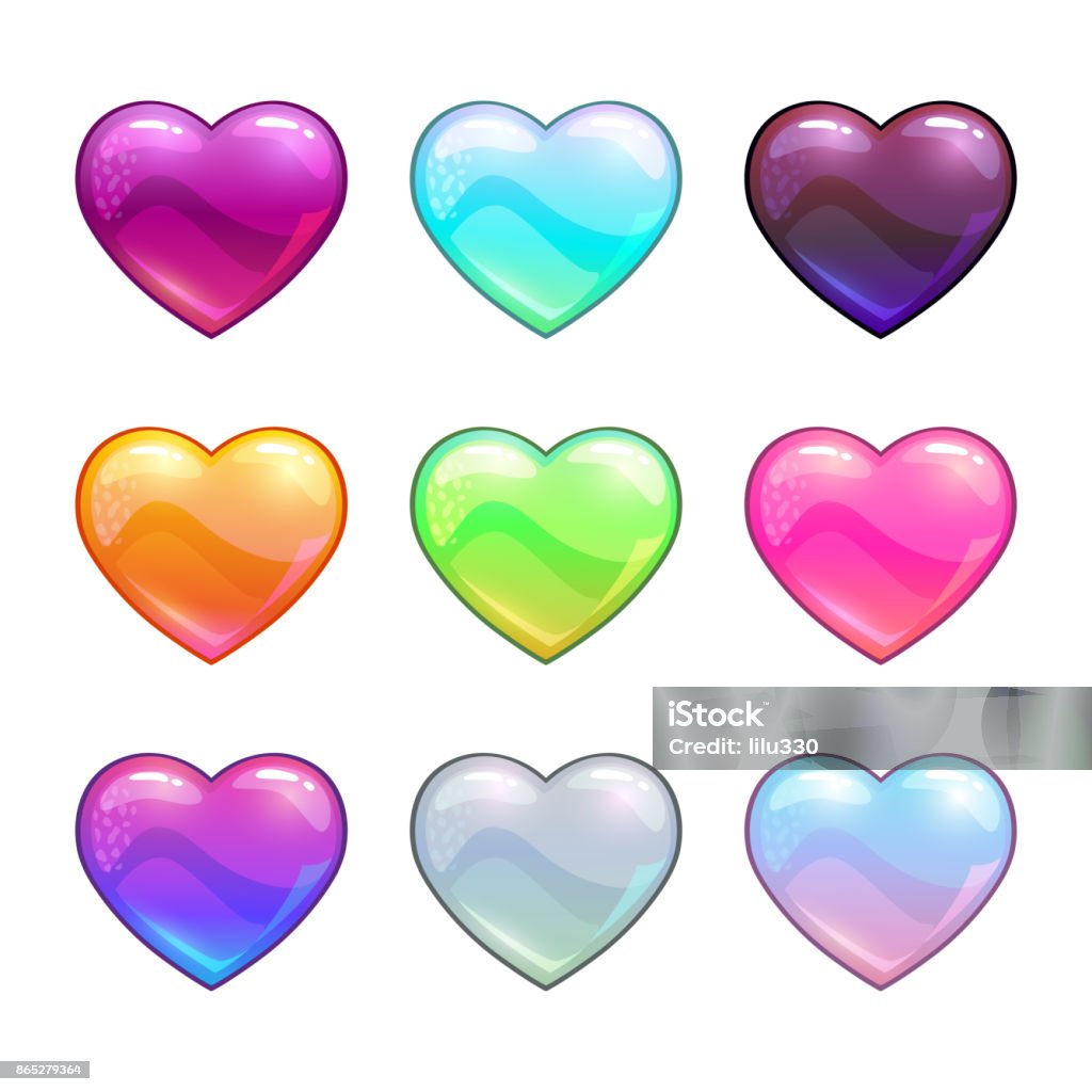 Cartoon Colorful Glossy Hearts Stock Illustration - Download Image Now -  Agriculture, Art, Beauty - iStock
