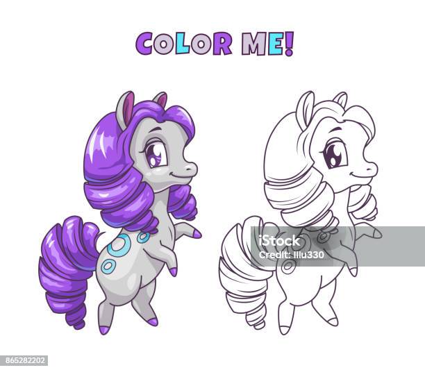 Little Cute Horse Illustration For Coloring Book Stock Illustration - Download Image Now - Animal, Animal Body Part, Animal Head