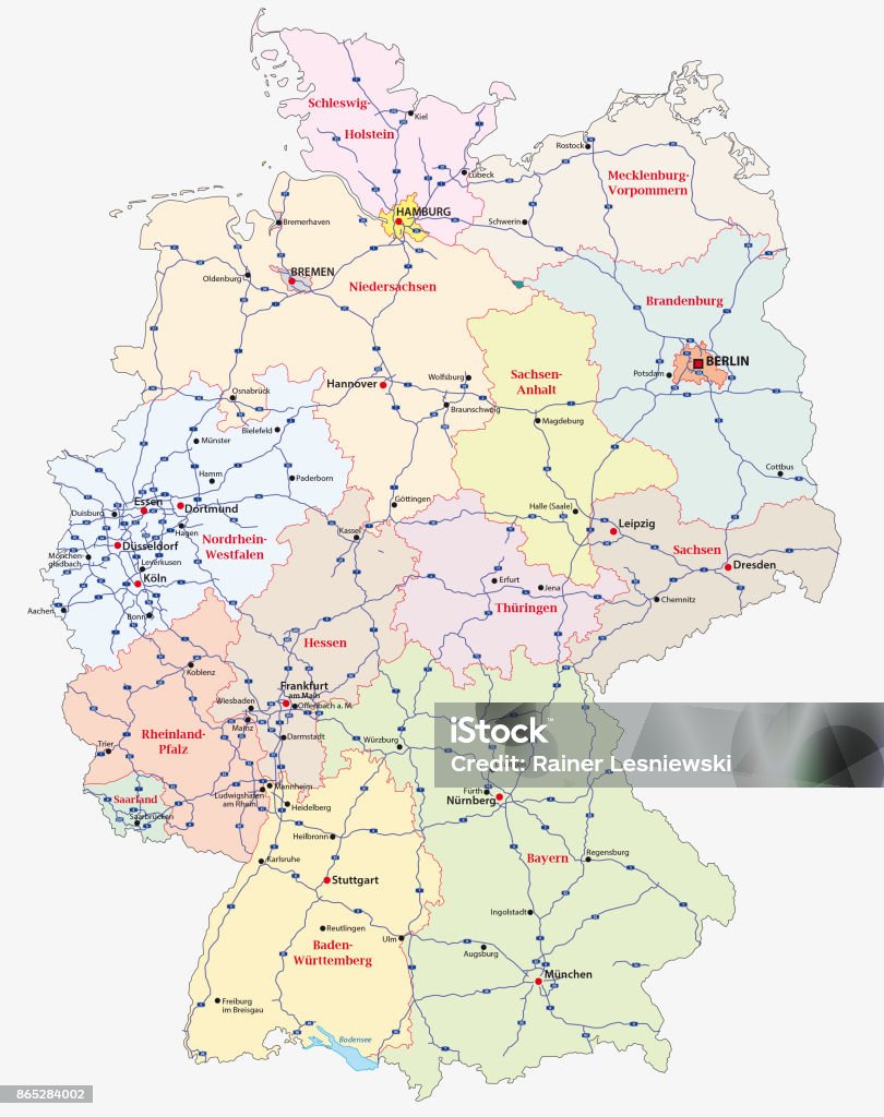 Autobahn-Karte von Deutschland - Lizenzfrei Deutschland Vektorgrafik