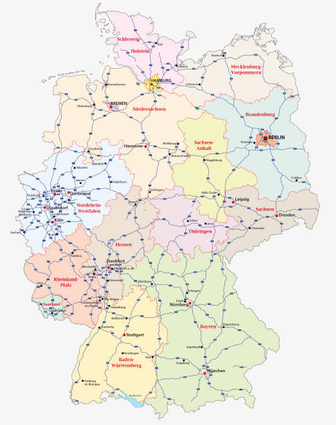 mapa autostradowa niemiec - lower saxony stock illustrations