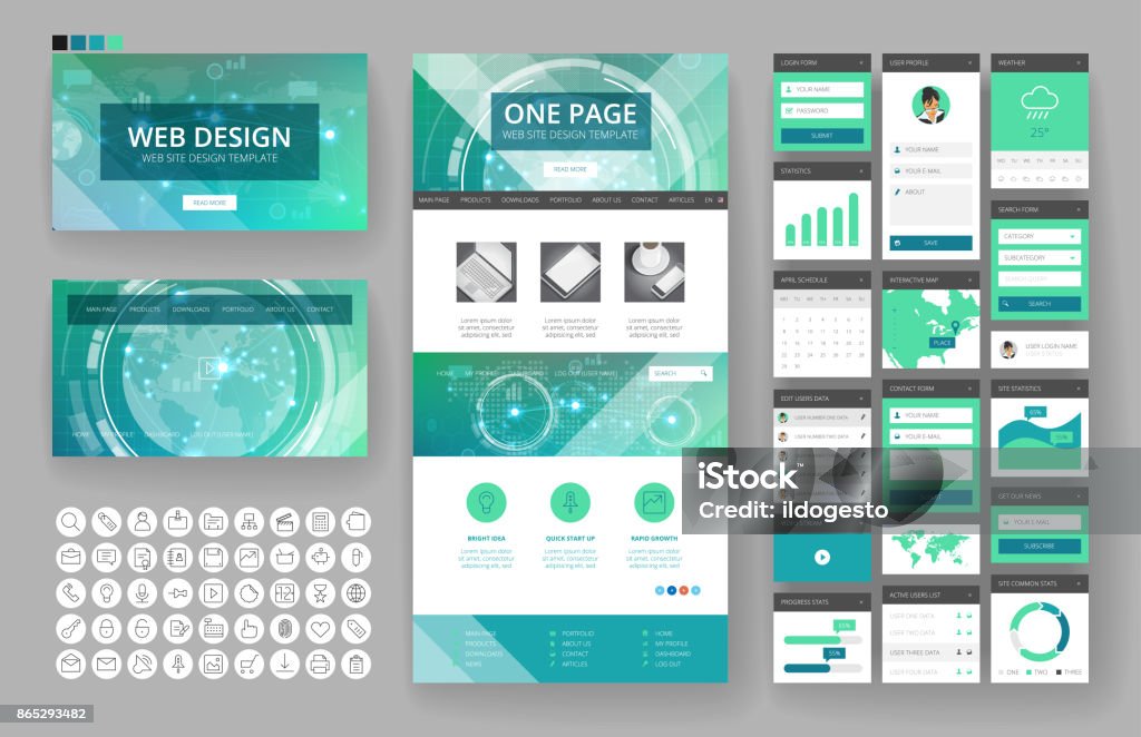 Some Website Interface Website Design Template And Interface Elements Stock Illustration ...