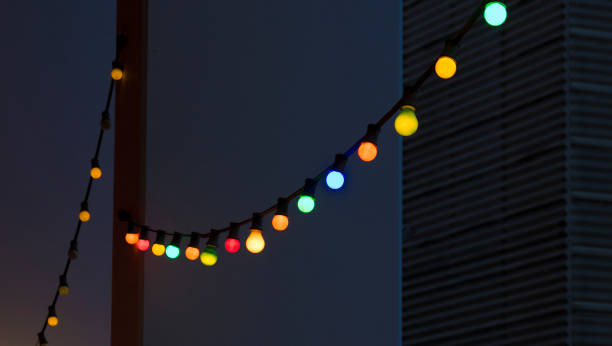 Colorful light bulbs stock photo