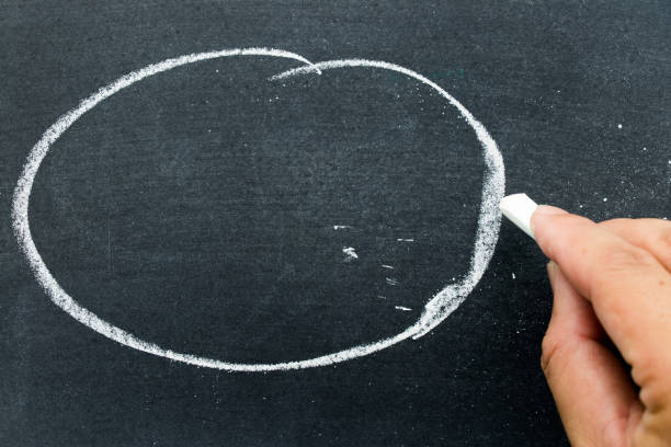 istock Man hold white chalk to write something on black board with circle background (Concept for business or education by have space to add text) 865311046