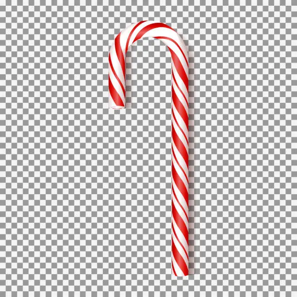 Vector illustration of Realistic Xmas candy isolated on transparent backdrop