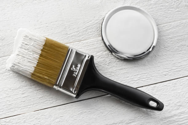 istock Black 3 inches paintbrush on a white background 865316564