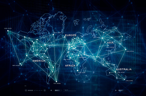 Internet of Things digital world map