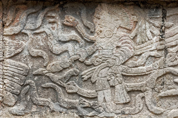 Reproduction of the ancient Aztec Mayan calendar isolated on black. Image taken in Mexico where it was part of an ancient culture.