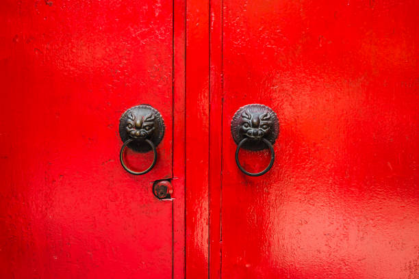istock Old red wooden door 865331912