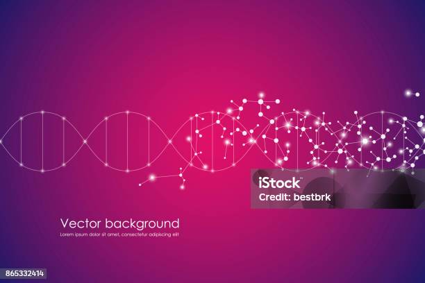 Abstract Molecule Background Genetic And Chemical Compounds Connected Lines With Dots Medical Technological And Scientific Concept Vector Illustration Stock Illustration - Download Image Now