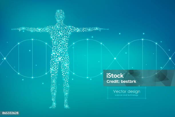 Abstract Human Body With Molecules Dna Medicine Science And Technology Concept Vector Illustration Stock Illustration - Download Image Now