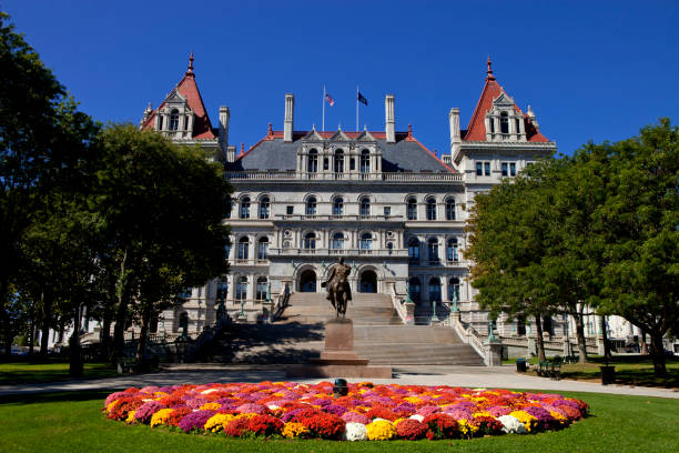 New York State Capitol New York State Capitol in Albany, New York on a beautiful sunny day capital architectural feature stock pictures, royalty-free photos & images