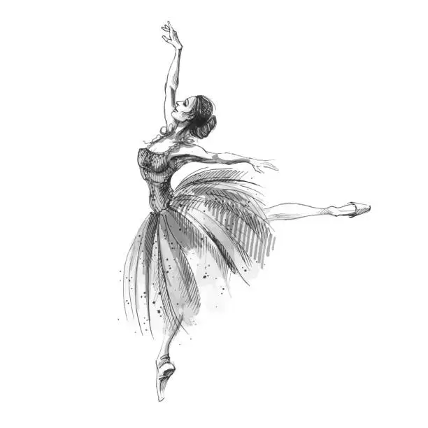 Vector illustration of Illustration of dancing ballerina. Russian ballet.