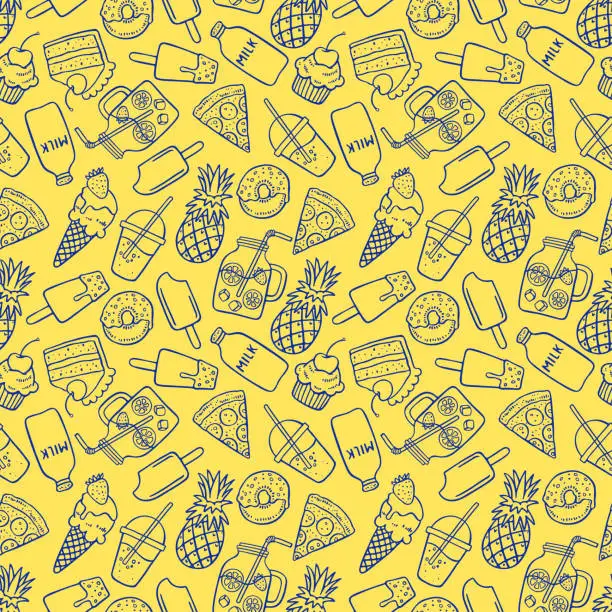 Vector illustration of seamless sketch doodle food