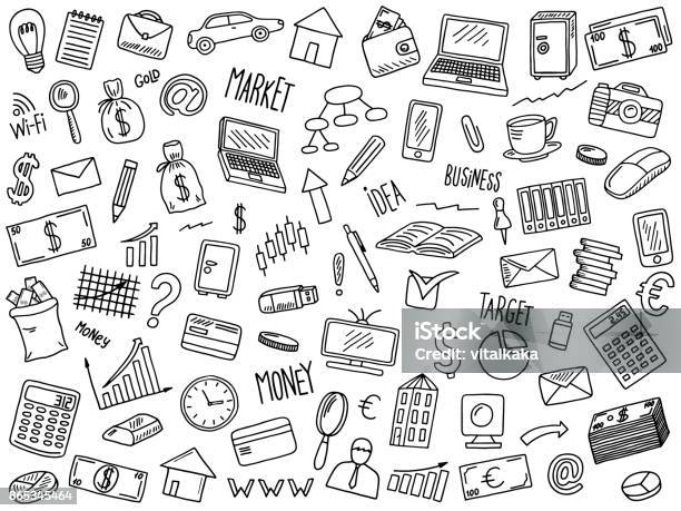 Business Doodles Set Stock Illustration - Download Image Now - Drawing - Activity, Doodle, Icon Symbol