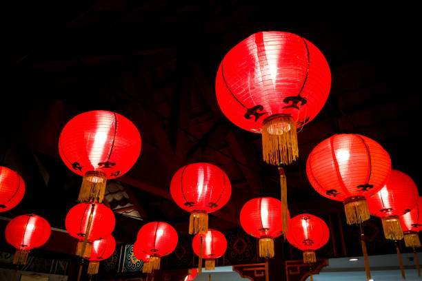 istock Red lanterns for good luck lit during Chinese New Year 865345778