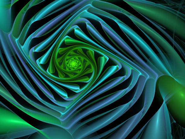 istock Abstract illustration of a fractal spiral pattern on black background 865351742