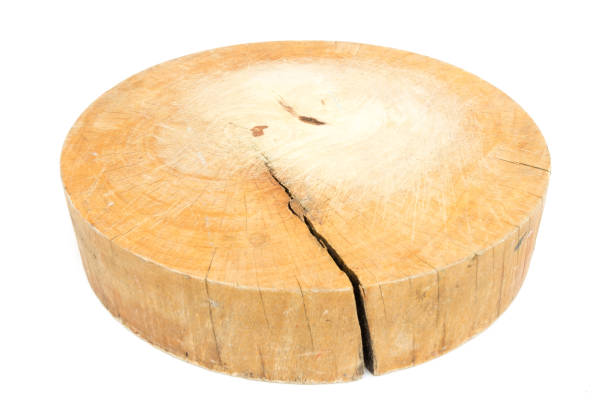 istock used wooden chopping board made from tree stump 865352544