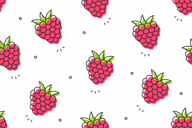 ilustrações de stock, clip art, desenhos animados e ícones de raspberries seamless pattern. vector illustration - framboesa